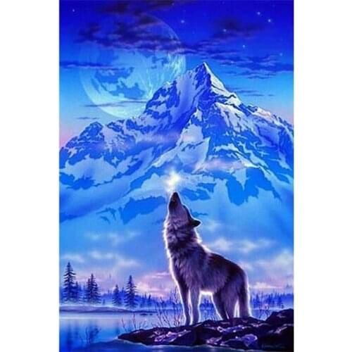 DIY 3D Diamond mosait Embroidery Single Wolf Full Rubik Rhinestone Painting Animals Cross Stitch Kits Landscape Home Decor CQ72