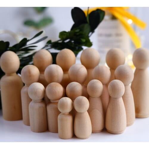 Big Familes of 70Pcs (35-65mm) Unfinished Wedding Cake Peg Dolls Decor Christmas Handmade DIY Crafts Kids Montessori Toys