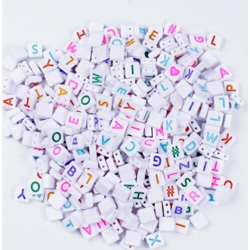 50-200Pcs 4x9mm Acrylic Letter Beads White Colorful English Character Flat Shape Loose Beads Diy Jewelrys Making Accessories