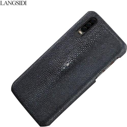LANGSIDI Case For huawei p20 lite Genuine Stingray Leather cover Carcasa For huawei p20 pro P30 Real Leather Back Cover Carcas