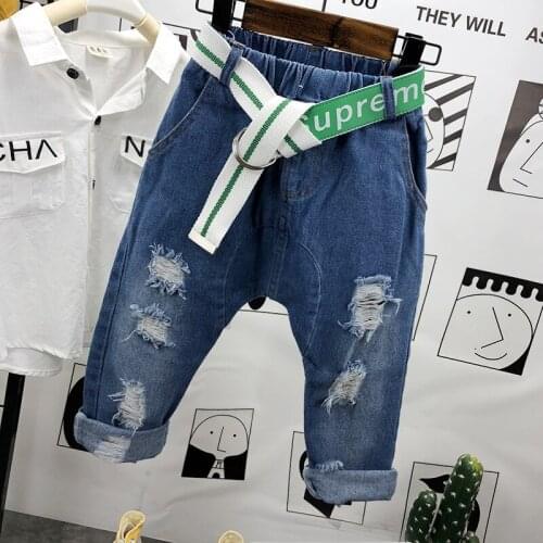 Childrens Jeans 2020 Spring New Baby Boys Denim Pants Toddler Boy Solid Loose Denim Pants Kids Cowboy Trousers Boys Jeans 2-7Y