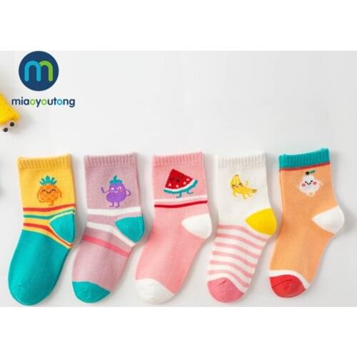 5 Pair Jacquard Fruit Rainbow Candy Comfort Warm Cotton High Quality Child Boy Newborn Socks Kids Girl Baby Socks Miaoyoutong