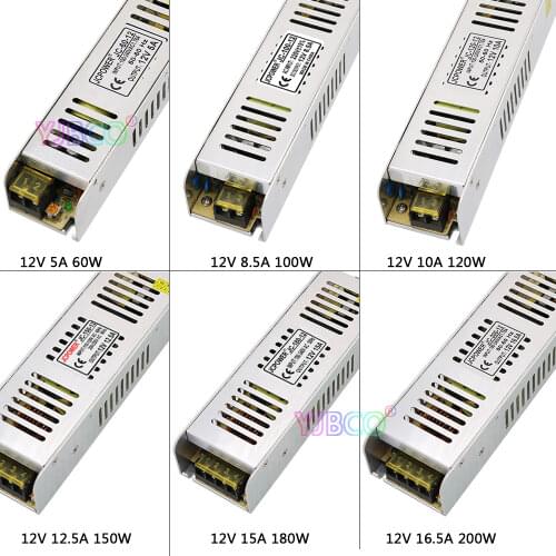 Long-shaped Slim DC12V Lighting Transformer 5A/8.5A/10A12.5A/15A/16.5A/20A/30A Switching Power Supply For LED Strip Light