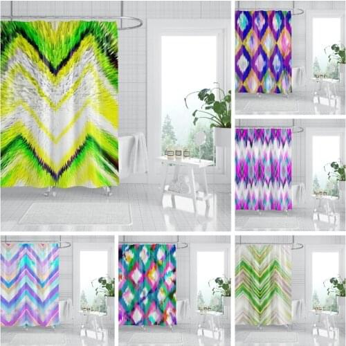 Geometric Tie Dye Shower Curtain 3D Watercolor Printed Bathroom Decor Nordic Proof Polyester Home Decoration Curtain with Hook