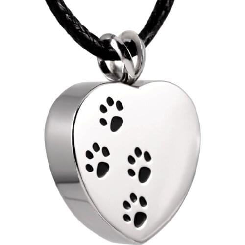 IJD8004 Pet Paw Print Stainless Steel Cremation Jewelry in Pendant Necklace Keepsake With Ashes Free Shipping