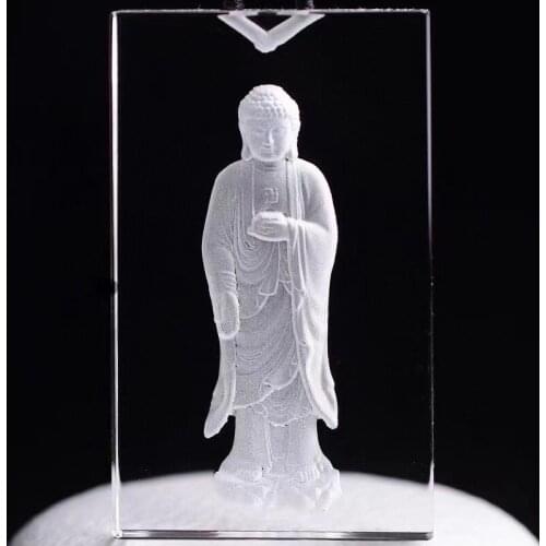Fine White Natural Crystal Pendant Hand Carved Ru Lai Buddha Pendants Sweater Chain Necklace Bless For Women Men Fashion Jewelry