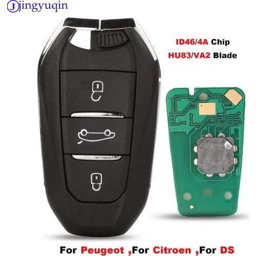 Jinyuqin Smart Keyless Go Remote Key 3 Buttons 433MHz 4A PCF7945 ID46 Chip For Peugeot 308 408 508 5008 Emergency key HU83/VA2