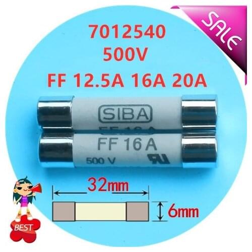 Ceramic fuse tube fuse core 7012540 FF 315mA 500mA 630mA 1A 2A 2.5A 3.15A 4A 6.3A 10A 12.5A 16A 20A AC 500V 600V 700V 6x32mm