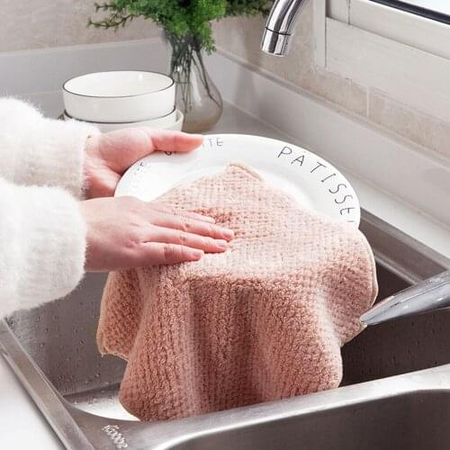 Kitchen Cleaning Towel Nonstick Oil Coral Velvet Hanging Hand Towels Dishclout Home Washing Windows Car Floor Cloth Magic Towel