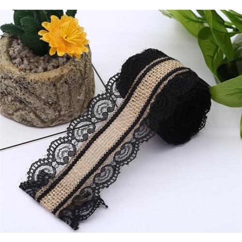 50m High-quality DIY Jute Burlap Hessian Lace Ribbon Roll+White Lace Vintage Wedding Party Christmas Crafts Home Decorative
