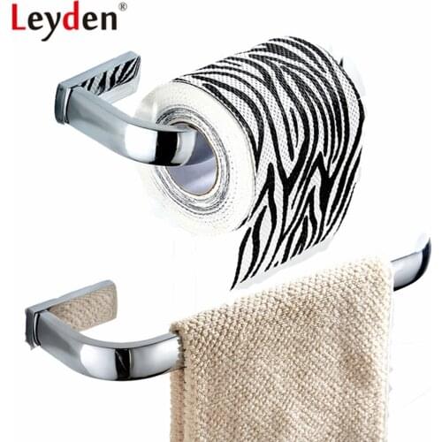 Leyden 2pcs Bathroom Accessories Set Chrome Brass Towel Ring Towel Holder Wall Mounted Toilet Paper Holder Tissue Holder