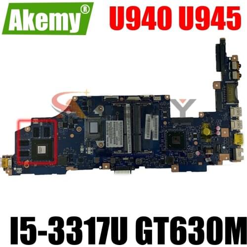 AKEMY VCUAA LA-9161P MB K000136090 For toshiba satellite U940 U945 Motherboard HD4000 SR0N8 I5-3317U GeForce GT630M