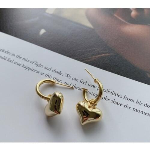 Girls Cute Real 925 Sterling Silver Heart Charm Drop Earrings Nordic Style Minimalist Niche Exquisite Earrings For Women