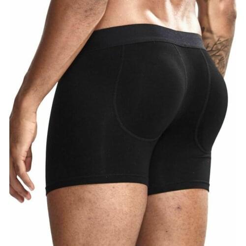 Mens Cotton Butt Shaper Boxer Briefs Padded Enhancing Underwear Lingerie M-2XL