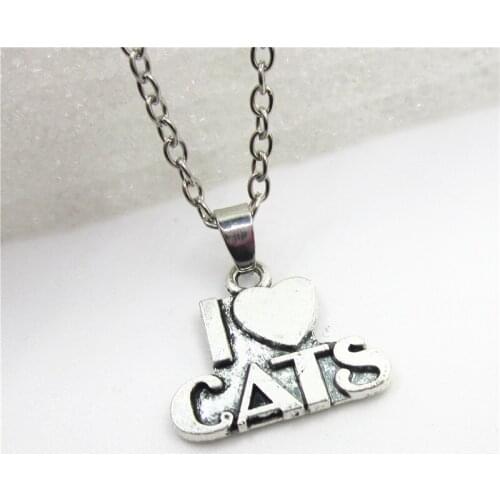 2018 Dropping New Fashion I love Cats Necklace Jewelry With 50cm Chains Necklace Jewelry Whosale Charm Necklaces Gift