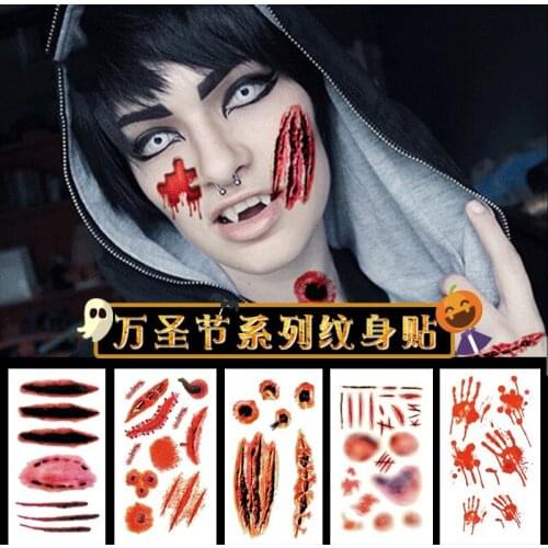 New arrival Halloween Scars Tattoo Stickers Halloween Decorations False Wounds Blood Scars Stickers Horror Wholesale Stickers