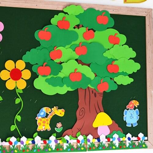 Big Tree Cartoon Scrapbooking material Wallpaper Star/Apple/Leaf DIY Nursery Creative Wallpaper Kids Room Decor Wall Arts