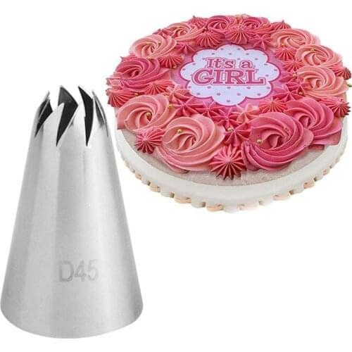 Wholesale 10 pcs/lot D45 Rose Flower Icing Nozzle Decorating Tip Sugarcraft Cake Decorating Tools Baking Tools Bakeware D45