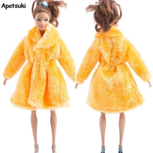 Orange Winter Clothes For Barbie Doll Outfits Warm Fur Coat For Barbie 1/6 BJD Doll Accessories Kid Toy Gifts for Girls