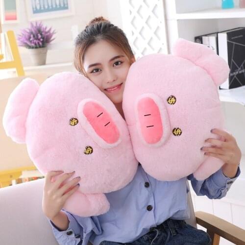 New 35cm plush pink pig head cute Pillow cushion good quality soft Soothing doll decoration christmase birthday gift for kid