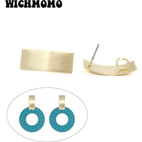 New 25*10mm 6pieces/bag High Quality Zinc Alloy Matte Gold Rectangle Earring Base Connectors for DIY Earring Jewelry Accessories