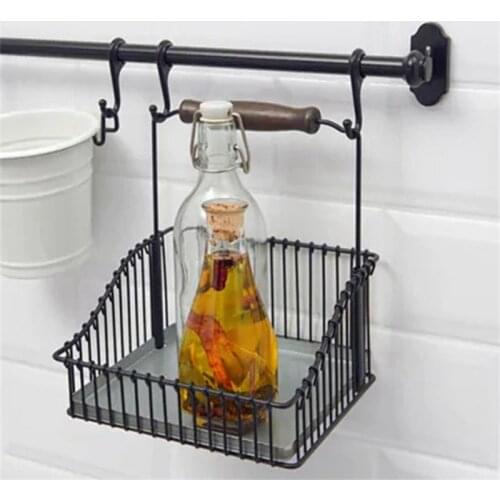 Grid Hanging Basket Vegetable Storage Box Metal Retro Egg Storage Basket Condiment Rack Creative Spice Rack Kitchen Decorations