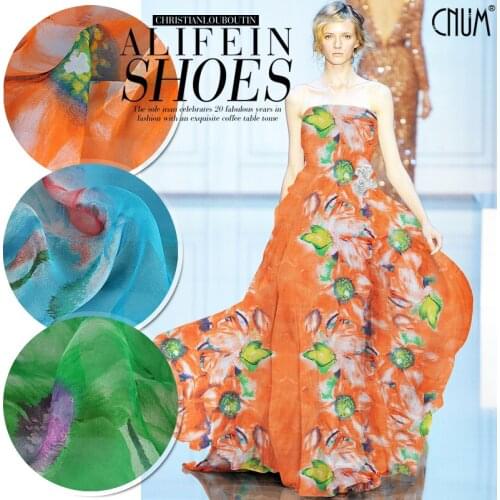 CNUM SC142 100% Natural Silk Chiffon/ SunFlower/ Silk Fabric /Width 1.48yd Thickness 6mm