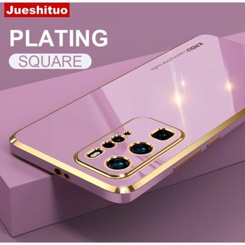 JUESHITUO Plating Silicone Phone Case For Huawei P40 P30 Pro Mate 30 40 Pro Nova 6 7 8 SE Honor V40 Lens Protection Back Cover