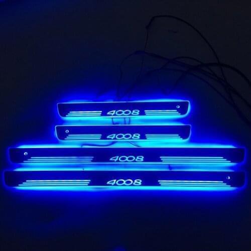 Express Delivery Led Door Sill Plate Strip Welcome Light Pathway Accessories Guard Protectors for Peugeot 4008