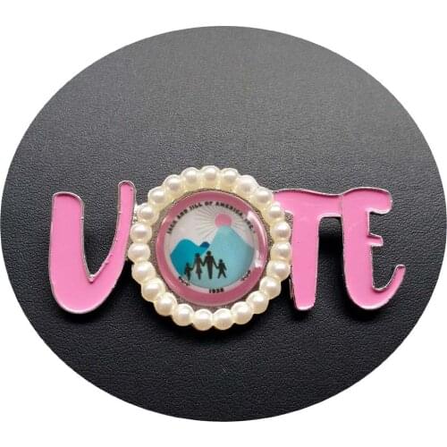 Topvesko Pink &Blue Sorority Greek Brooch Jack &Jill VOTE Lapel Pin Pearl Brooch Jewelry