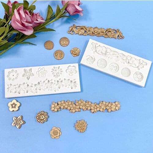 Vintage pattern Flower border Silicone Mold Fondant Cake Decoration Mold Sugarcraft Chocolate Baking Tool For Cake Gumpaste Form