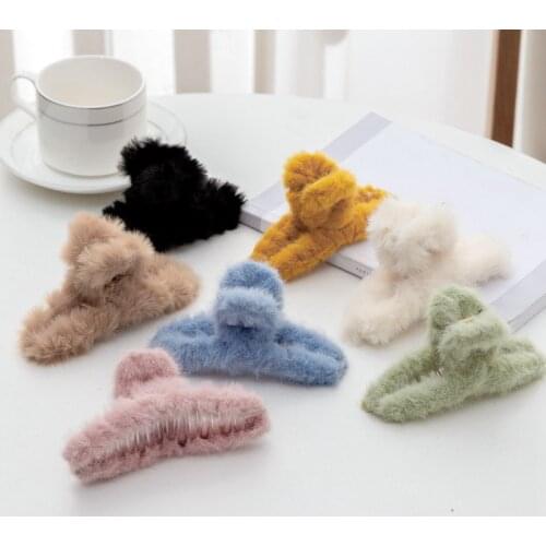 Novelty 2021 New Woman Imitation Rabbit Hair Claws Sweets Korean Style Clip Crab Female Vintage Hairpins Accessories Jewelry