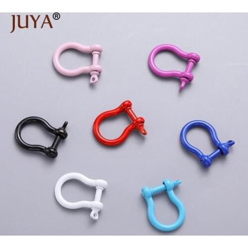 JUYA Enamel Clasps Carabiner Lock Jewelry Horseshoe Shackles Screw Lock Clasp Pendants for DIY Necklace Bracelet Jewelry Making