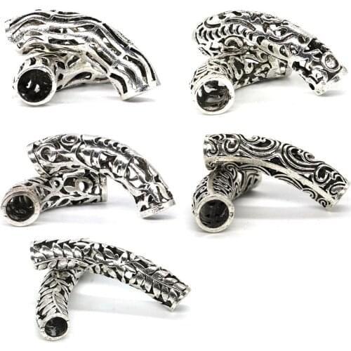 10PCS Vintage Hair Dreadlock Beads Micro Rings Link Tube Alloy Hair Braids Bead Cuff Clip 7/8/9/10mm Hole Hair Styling Tools