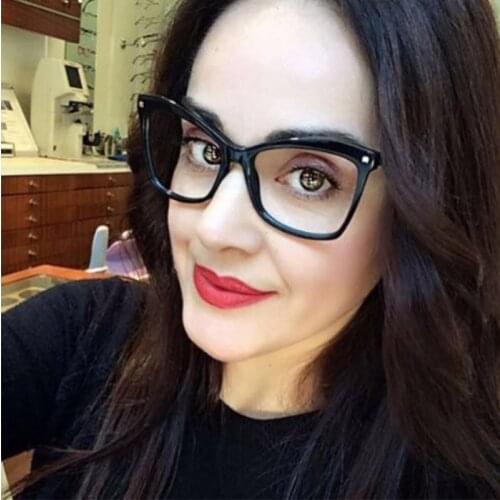 Square Blue Glasses Frame For Women 2019 Luxury Brand Cat Eye Eyeglasses Female Computer Clear Eyewear Men Transparent Shades