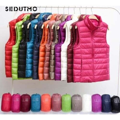 SEDUTMO Winter Ultra Light Vest Duck Down Doat Short Womens Down Jackets Plus Size 3XL Puffer Jacket Waistcoat ED035