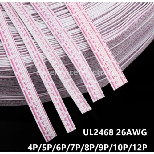 1 meter UL2468 Flat Ribbon Cable 26AWG LED Display Screen 2.54mm Red And White PVC Ribbon Cable 4P 5P 6P 7P 8P 9P 10P 12P