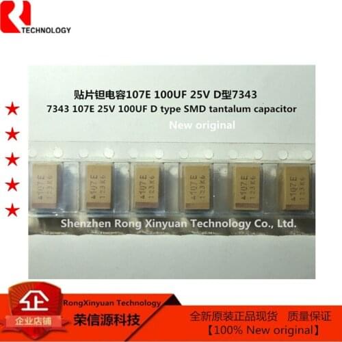 107E 100UF 25V Type D 7343/2917 10% Yellow Polar Capacitance of Polarity 100% New original Chip Tantalum Capacitor 107E100UF
