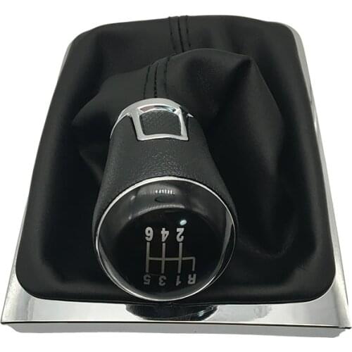 12mm 5 6 speed Car Gear Shift Knob With Gear Shift Collars Boot Cover For Volkswagen VW PASSAT B7 CC Shifter Knob