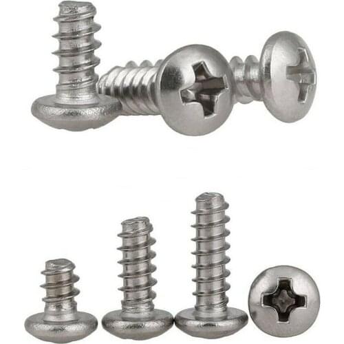20PCS M2.6-M4 304 stainless steel cross round head flat tail self-tapping screws