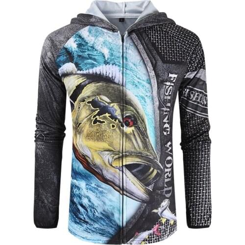 2021 New M-4XL Men Fishing Clothes Long Sleeve Fishing Hoodie Clothing Sunscreen UPF 50 Sport Shirt Big Size Hiking Clothes