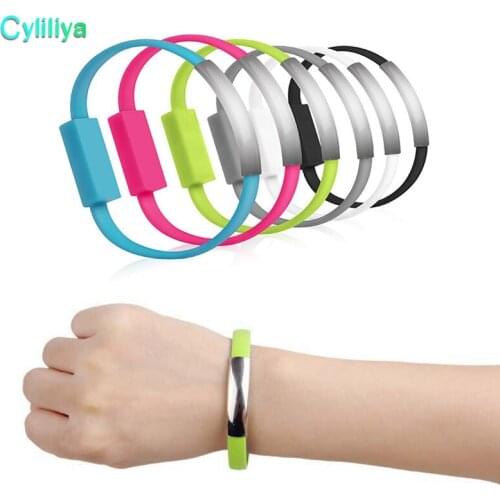 22CM V8 Micro USB Cable Silicone Wrist Bracelet Data Sync Charge Cables Wristband For Samsung Xiaomi HTC Android Smart Phones