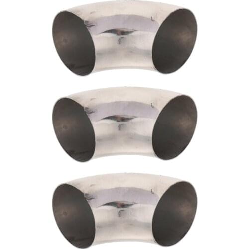 3x Car Stainless Steel 2.5" 63mm 90° Bendable Elbow Weld-On Exhaust Pipe