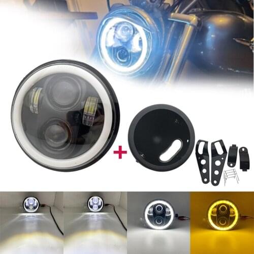 5.75 inch 45W Round led headlight White DRL Yellow turn signal light for Dyna Sportster motorcycle headlamp