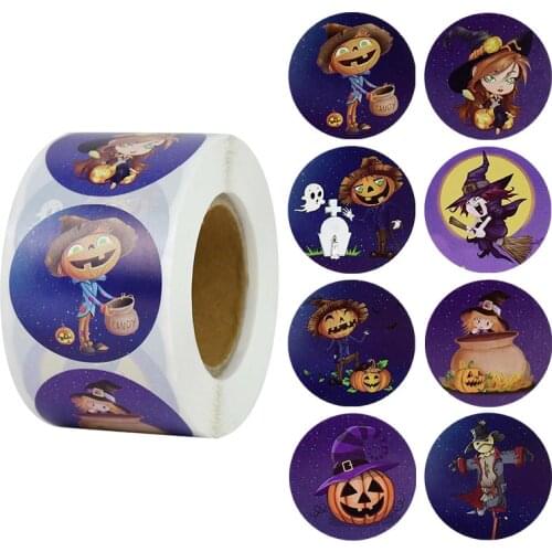 500Pcs Halloween Pumpkin Stickers Halloween Trick Or Treat Candy Bag Seal Label Sticker For Halloween Party Gifts Packing Decor
