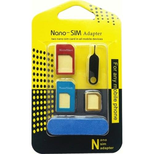 Snowkids SIM Card Adapter 5 in 1 Nano Micro SIM Adapters Standard SIM Card Adapters Eject Pin for All Phones