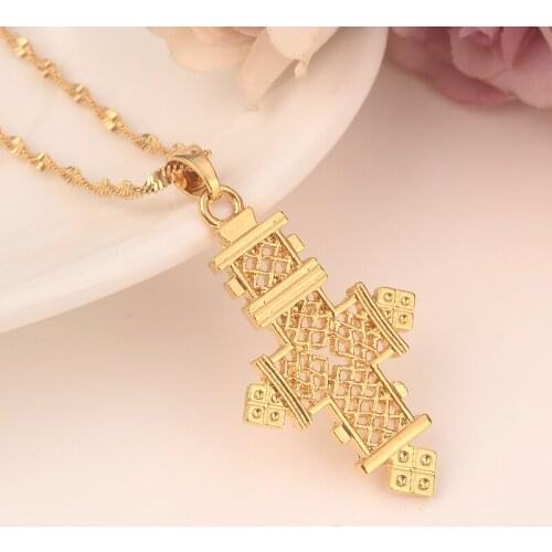 Bangrui african Ethiopia Jewelry gift Cross Pendant Gold Filled Jewelry For Women Men kids Gold color Coptic Cross Pendant