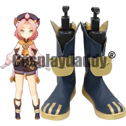 Genshin Impact Mondstadt Cats Tail Katzlein Diona Diaona Cosplay Shoes Mid Calf Boots C006