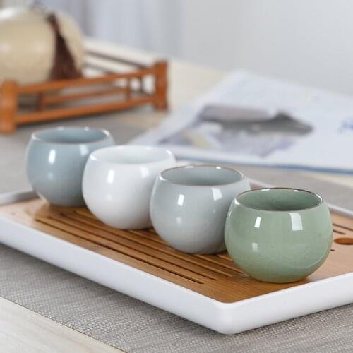 Ruyao Tea Set Tea Cup Ceramic Kung Fu Tea Cup Teacup Master Cup Single Cup Ru-Porcelain Gracked Glaze