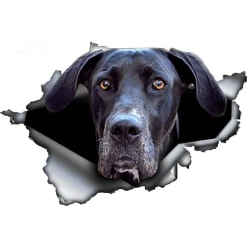 Black Great Dane Car Sticker Torn Metal Decal 3D Reflective Stickers Waterproof Car Styling Vinyl Decal13cm*8cm